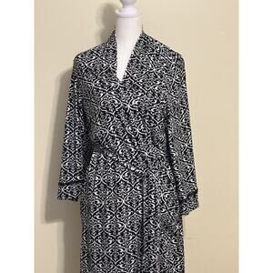 Linea‎ Donatella Robe Black & White Size L Women's Bathrobe Lightweight